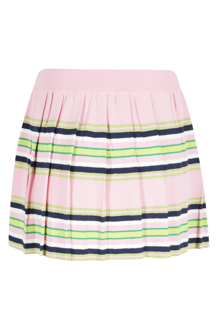 Casablanca Pink Striped Ribbed-Waistband Viscose-Blend Mini Skirt