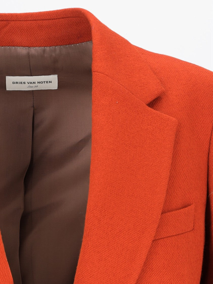 Dries Van Noten Single-Breasted Blazer In Orange Wool