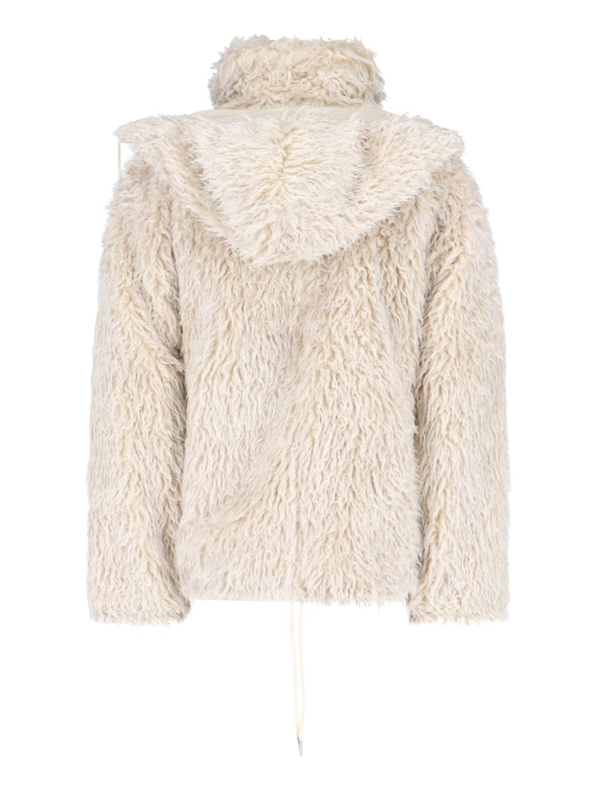 Marni Faux Shearling Hooded Jacket – Cream