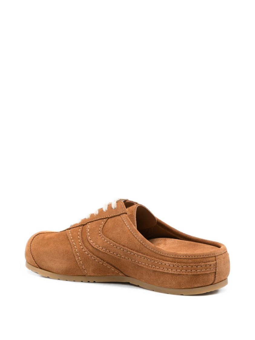 Dries Van Noten Decorative Stitching Suede Mule Flats