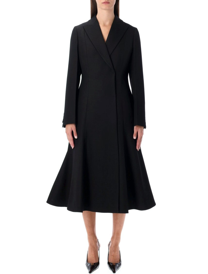 Fendi Black Grain De Poudre Wool Midi Coat