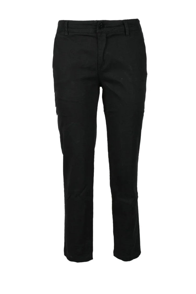 Another Label Slim Straight-Leg Black Trousers With Mid-Rise Waist