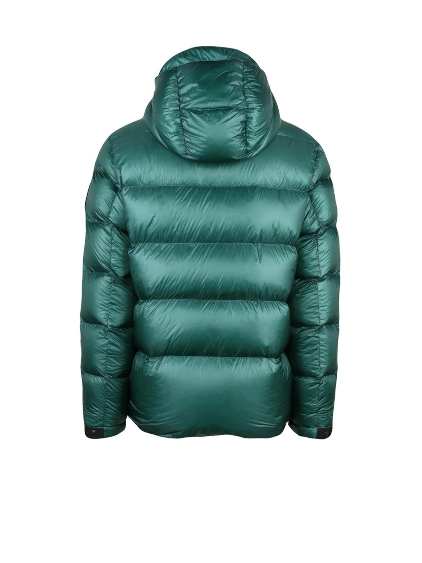 Outhere Green Glossy Hooded Polyamide Down Jacket