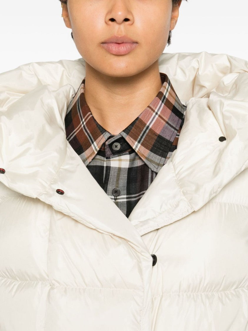 Peuterey Quilted Cream Knitwear Jacket With High Collar