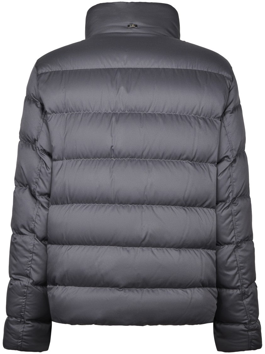 Herno Padded Quilted Jacket With High Collar And Concealed Zipper