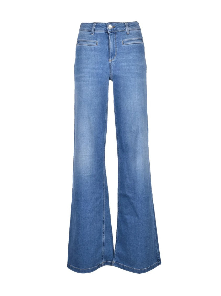 Liu Jo Blue Faded Flare Fit Stretch Jeans