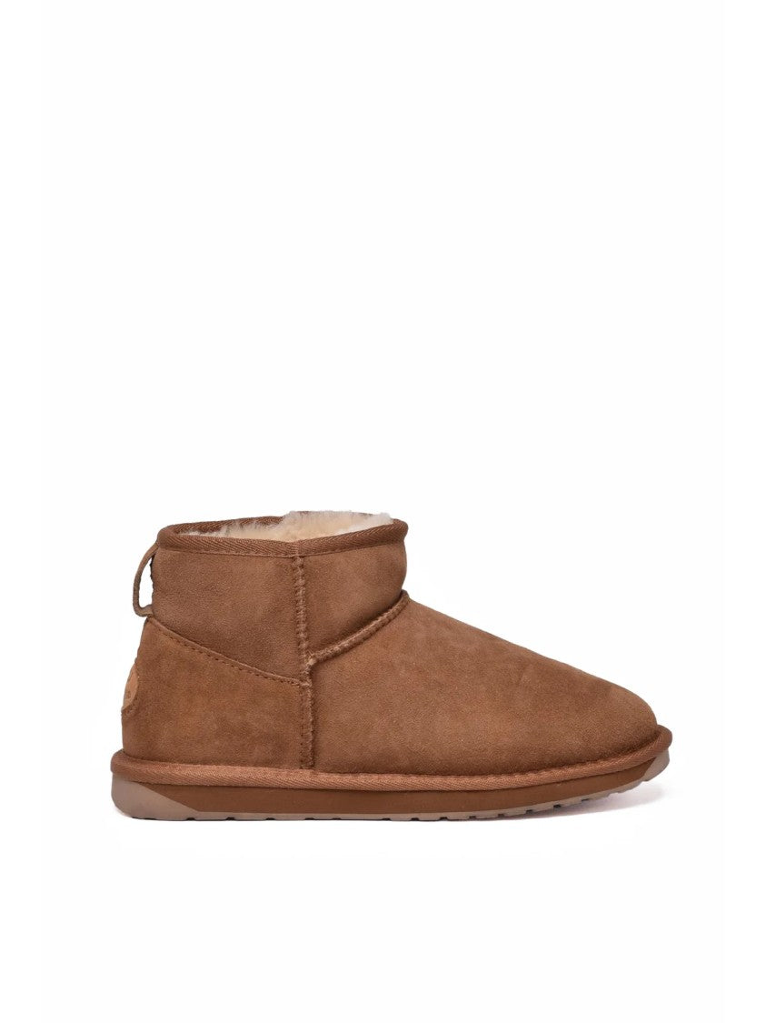 Emu Australia Brown Leather Fur Stinger Micro Ankle Boots