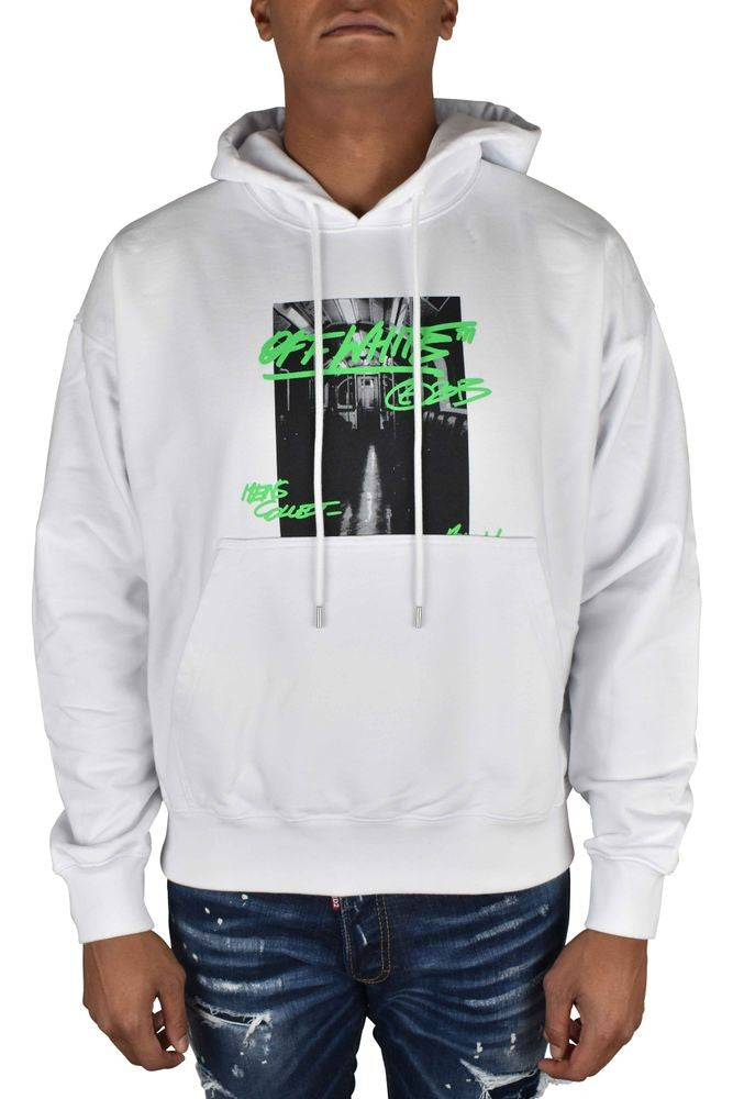 Off-White Oversized White Hoodie With Graphic Prints