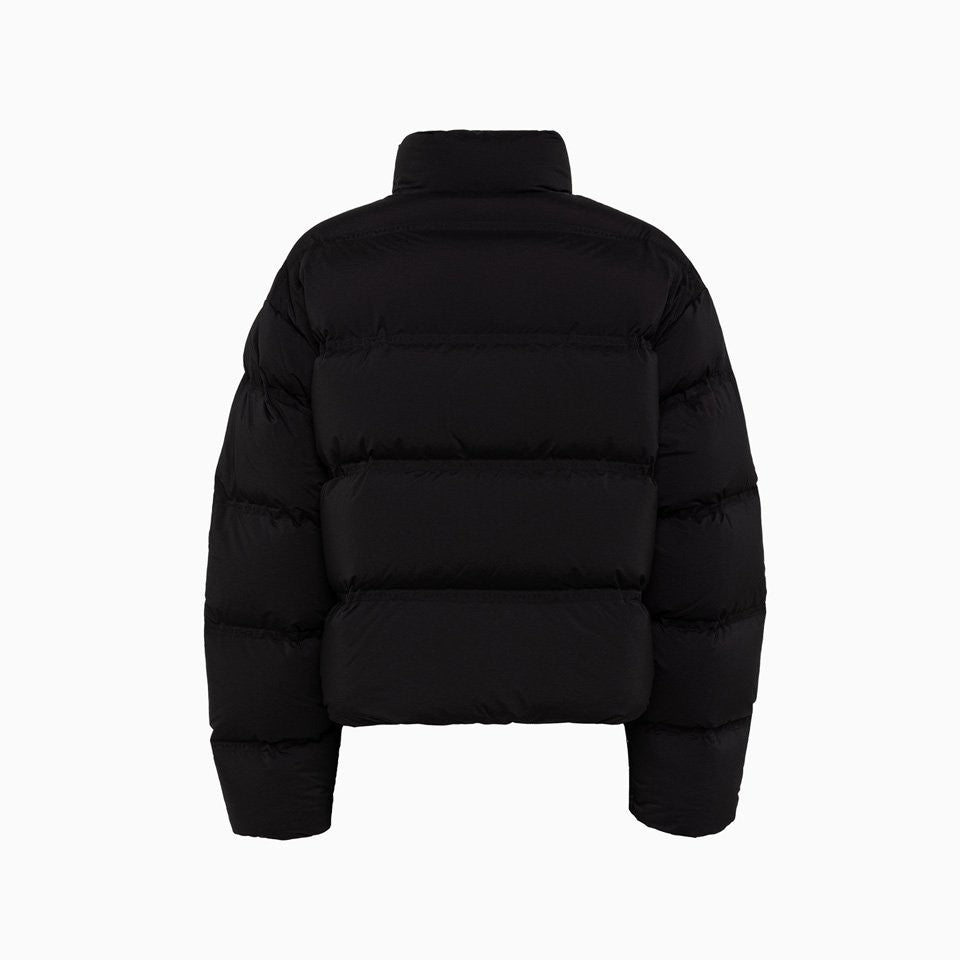 Alexander Wang Cropped Black Puffer Jacket With Jacquard Channel Design And Reflective Logo