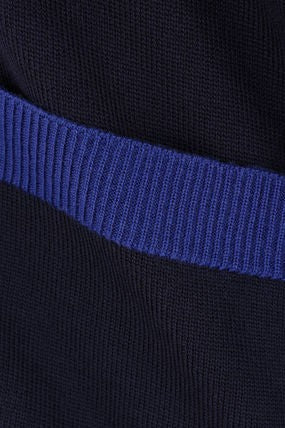 Maison Kitsuné Cropped Wool Cardigan With Royal Blue Accents