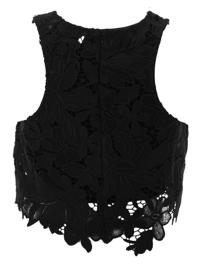 Sportmax Vasto Macramé Lace Crop Top