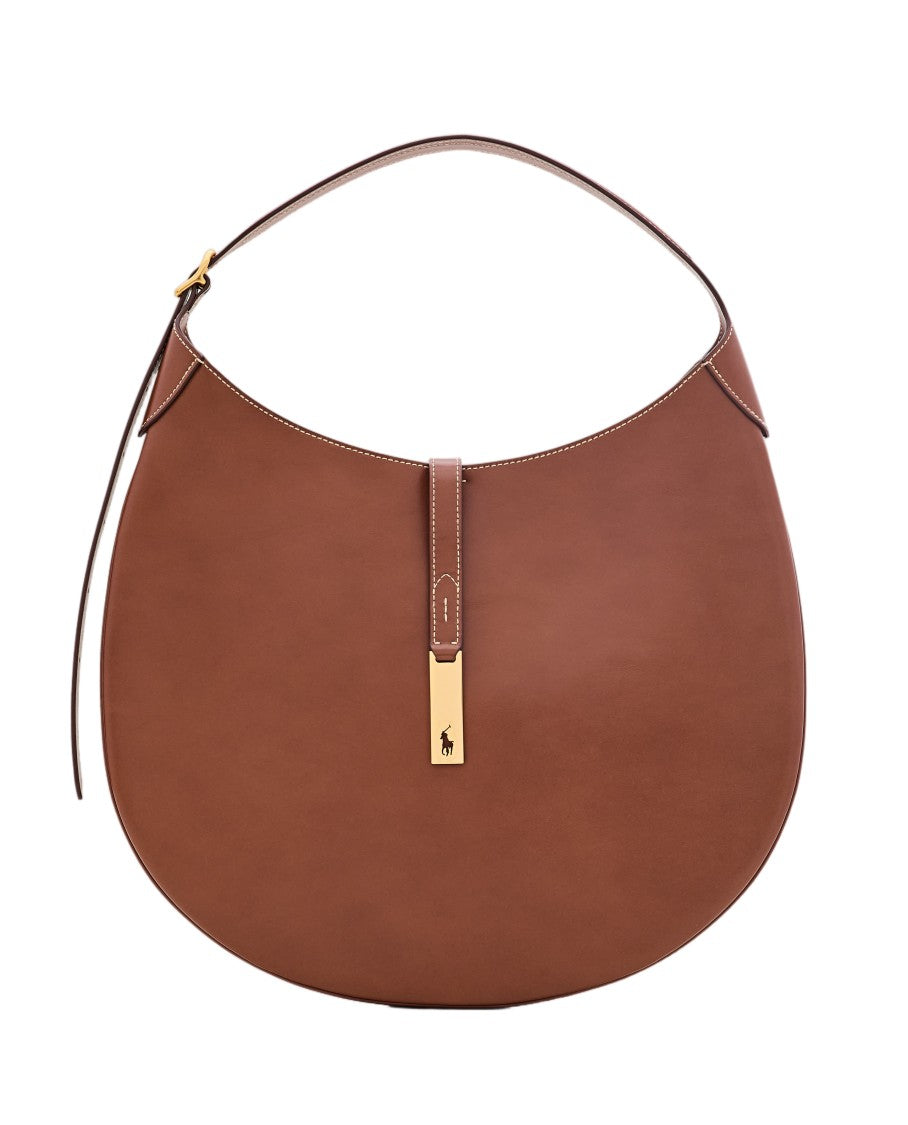 Polo Ralph Lauren Brown Leather Large Hobo Bag