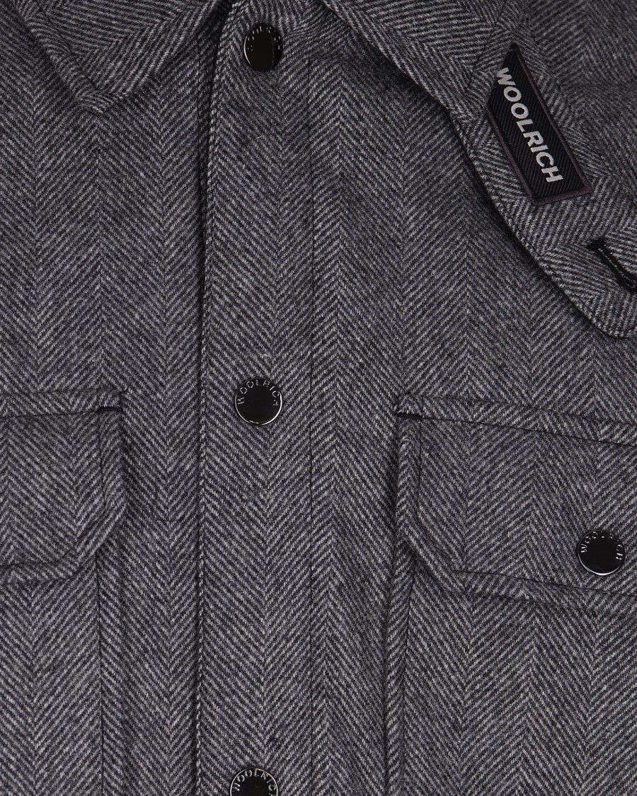 Woolrich Herringbone Grey Wool Blend Jacket