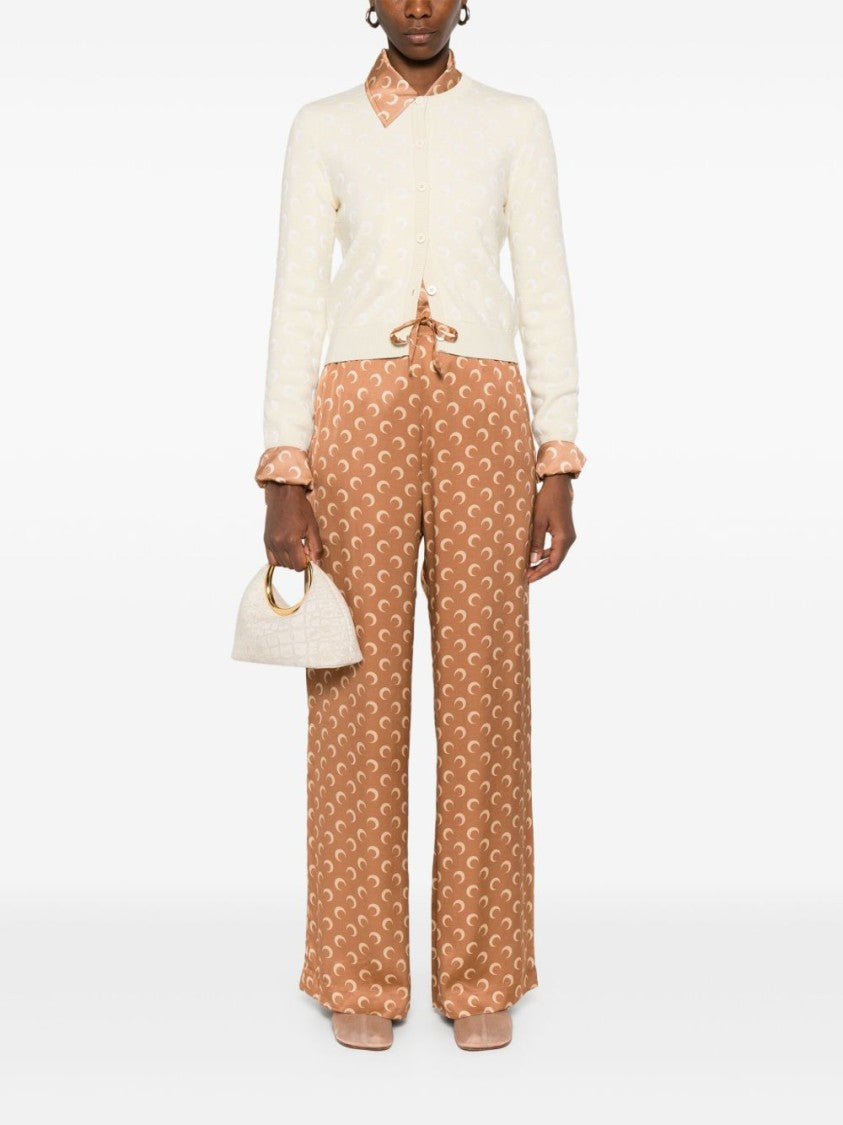 Marine Serre Cropped White Sweater With Delicate Pattern