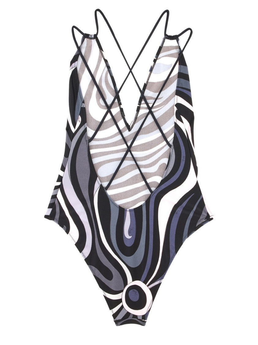 Pucci Marble Print One Piece Swimsuit