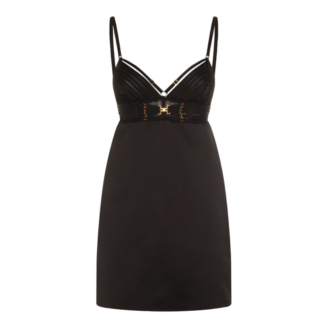 Elisabetta Franchi Fitted Mini Dress With Sheer Striped Detailing