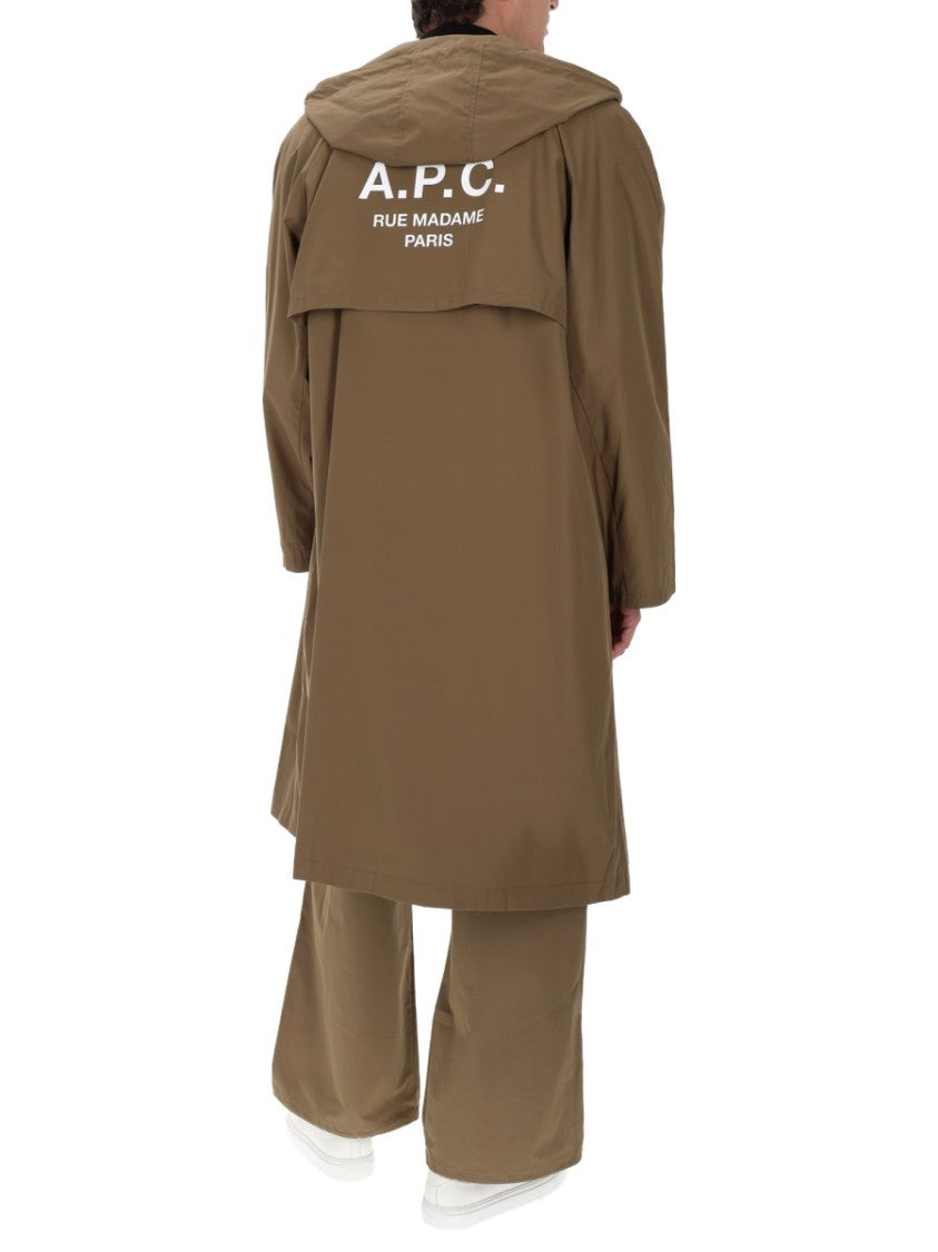 A.P.C. Brown Hooded Relaxed Trench Coat