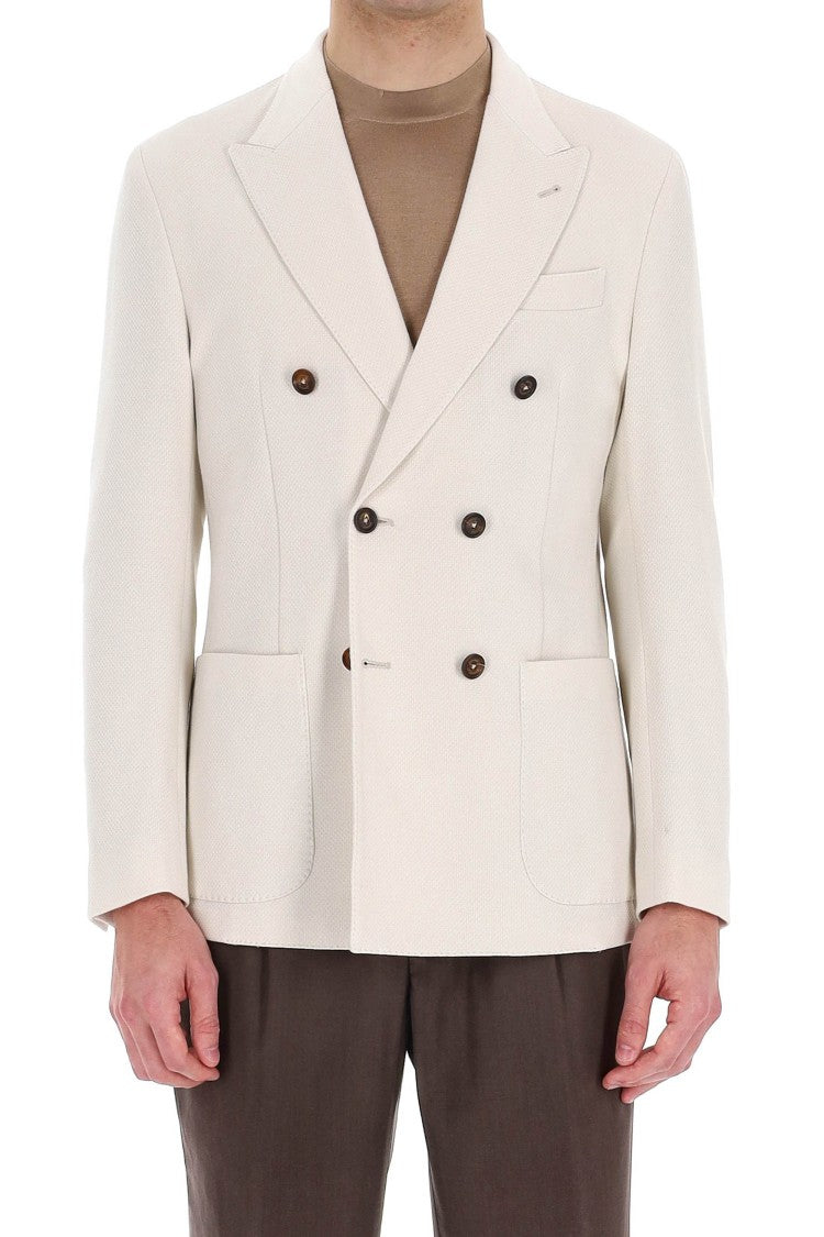 Eleventy Double-Breasted Cotton Comfort Knitted Jacket