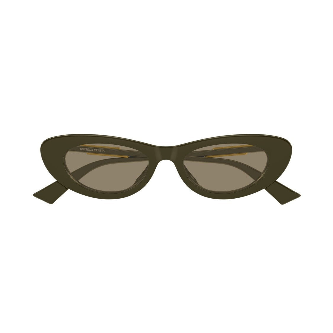 Bottega Veneta Bv1447s Glossy Dark Olive Cat-Eye Sunglasses
