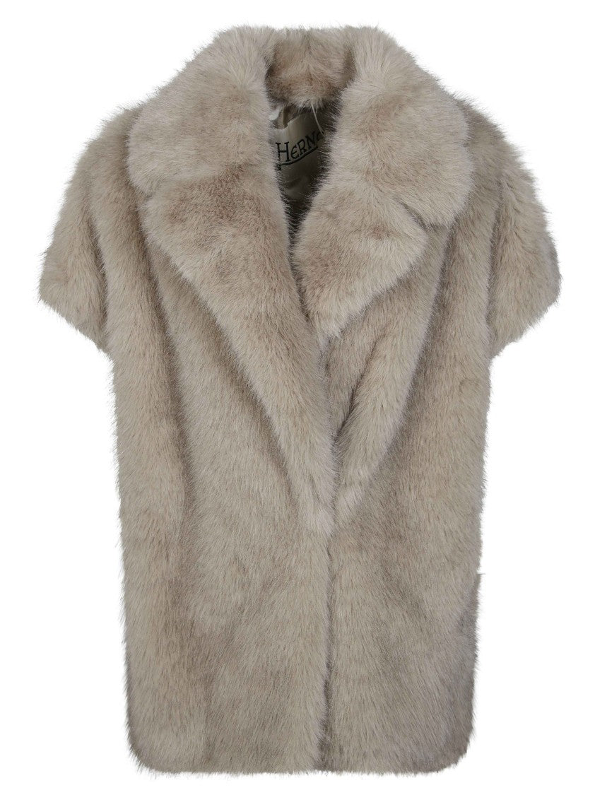 Herno Short Wide Lapel Faux Fur Coat