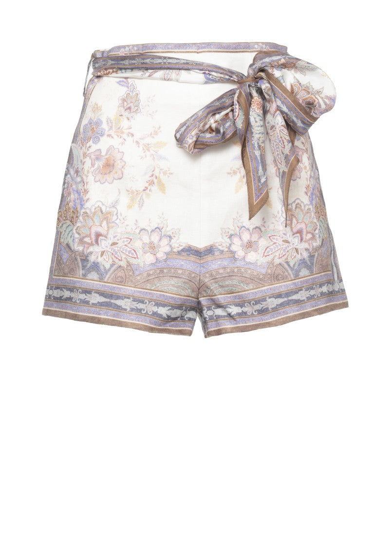 Zimmermann Ivory Luna Floral Linen Shorts