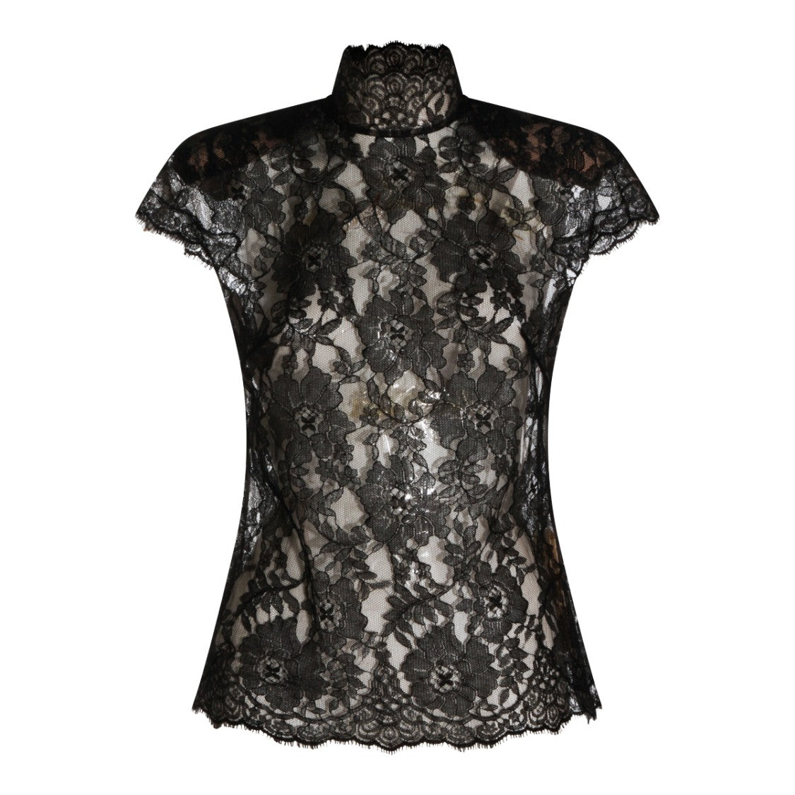 Valentino Black Silk High Collar Top