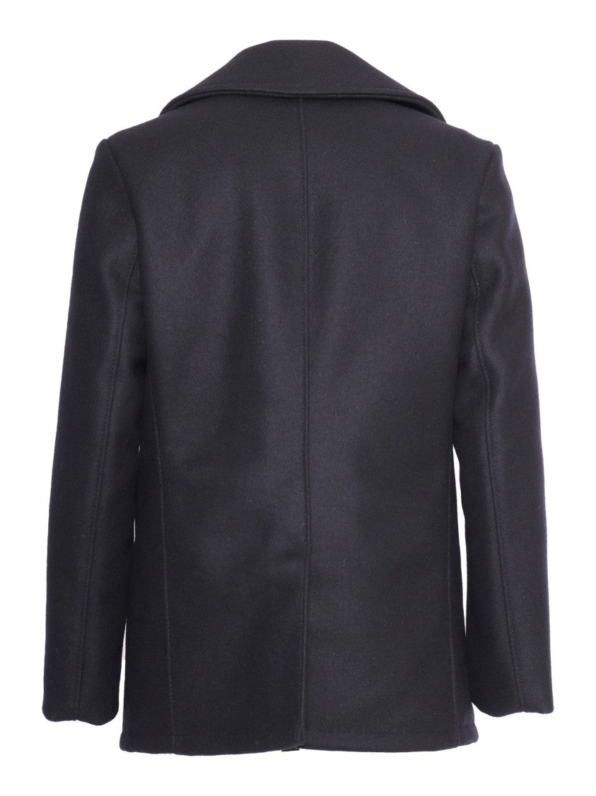 Schott Nyc Double-Breasted Wool Jacket With Structured Collar