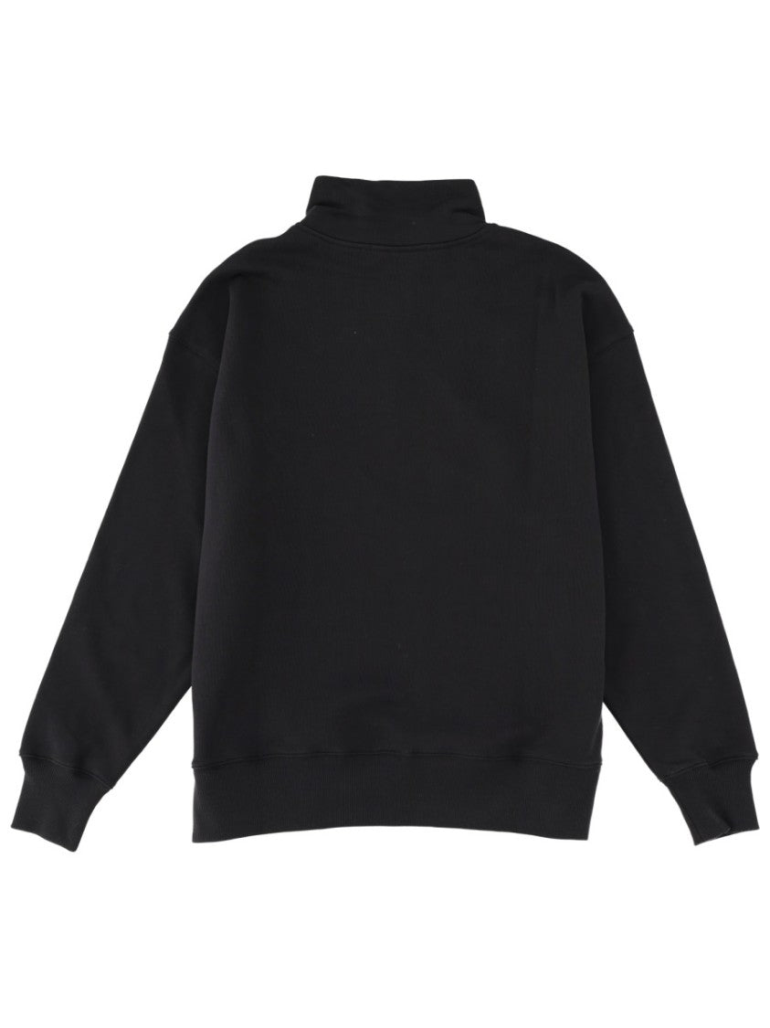 Msgm Half-Zip Black Graphic Sweatshirt