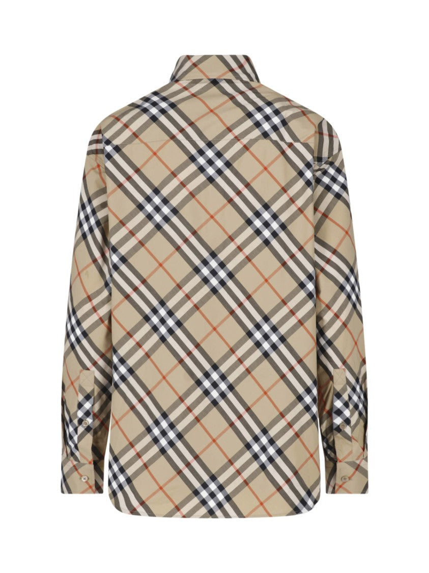 Burberry Check Pattern Cotton Burberry Shirt With Button Closure