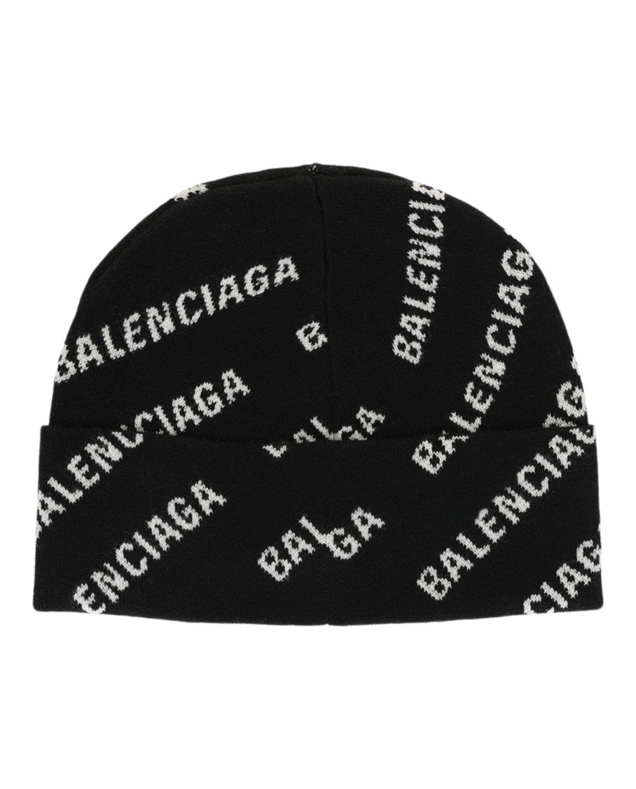 Balenciaga Allover Mini Logo Knit Beanie