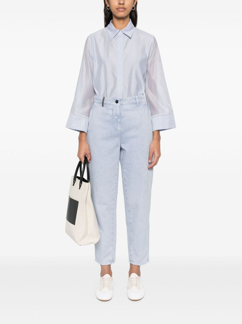 Peserico Sky Blue Cotton-Silk Blend Shirt