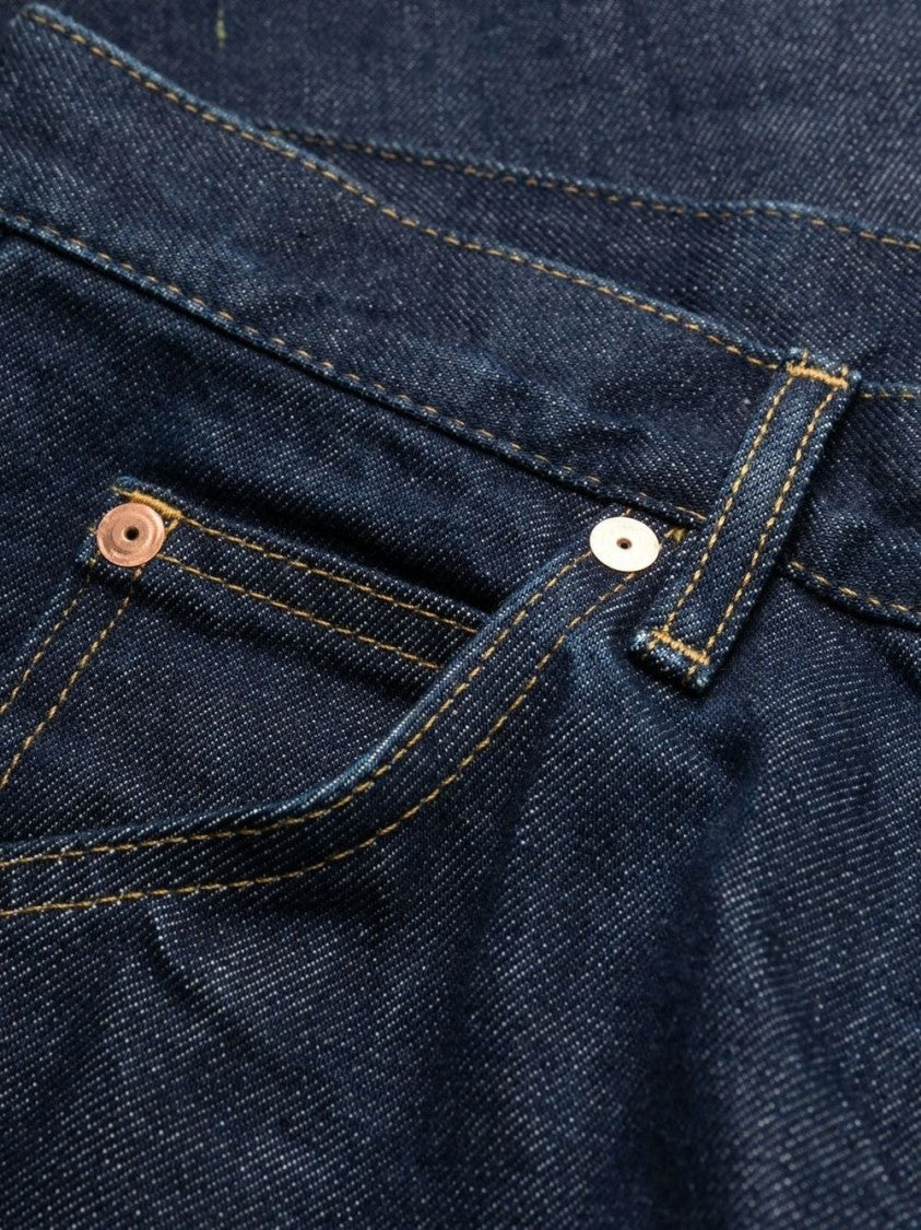 Maison Margiela Deep Blue Five-Pocket Straight Jeans With Rivet Details