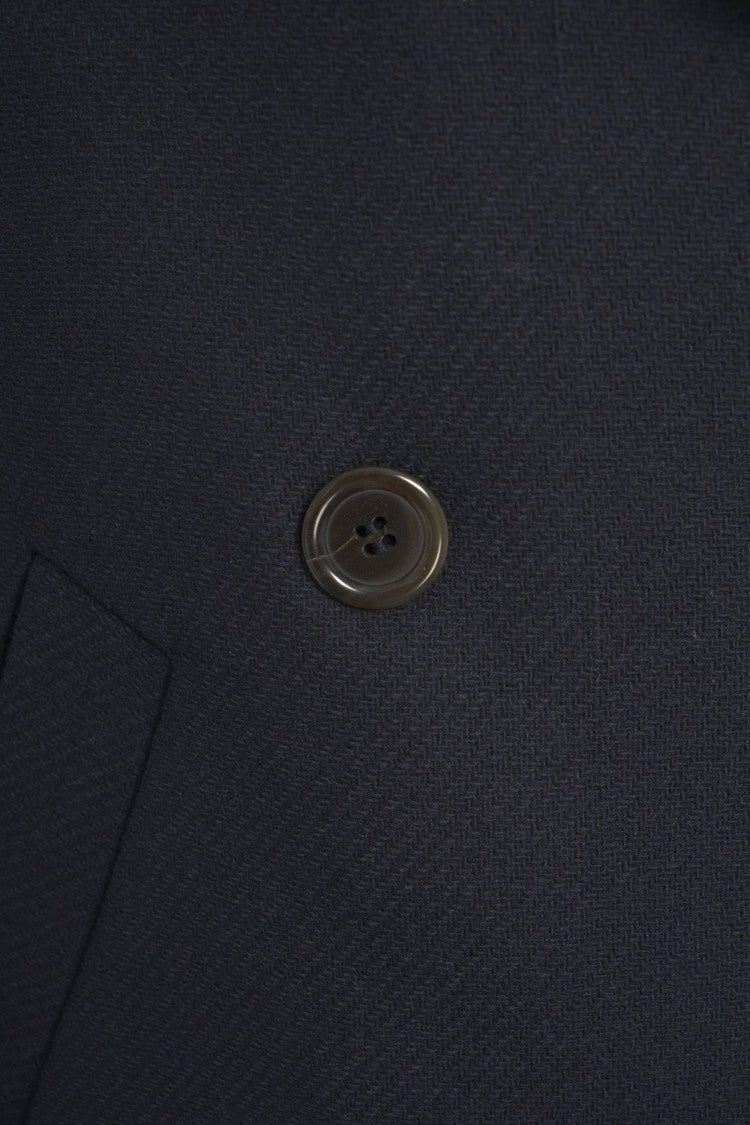 Ottod'ame Double-Breasted Blue Peacoat With Relaxed Fit