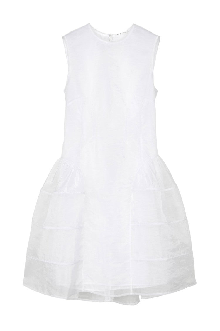 Cecilie Bahnsen Short Sleeveless Dress In Quilted Fabric With Bow Closure