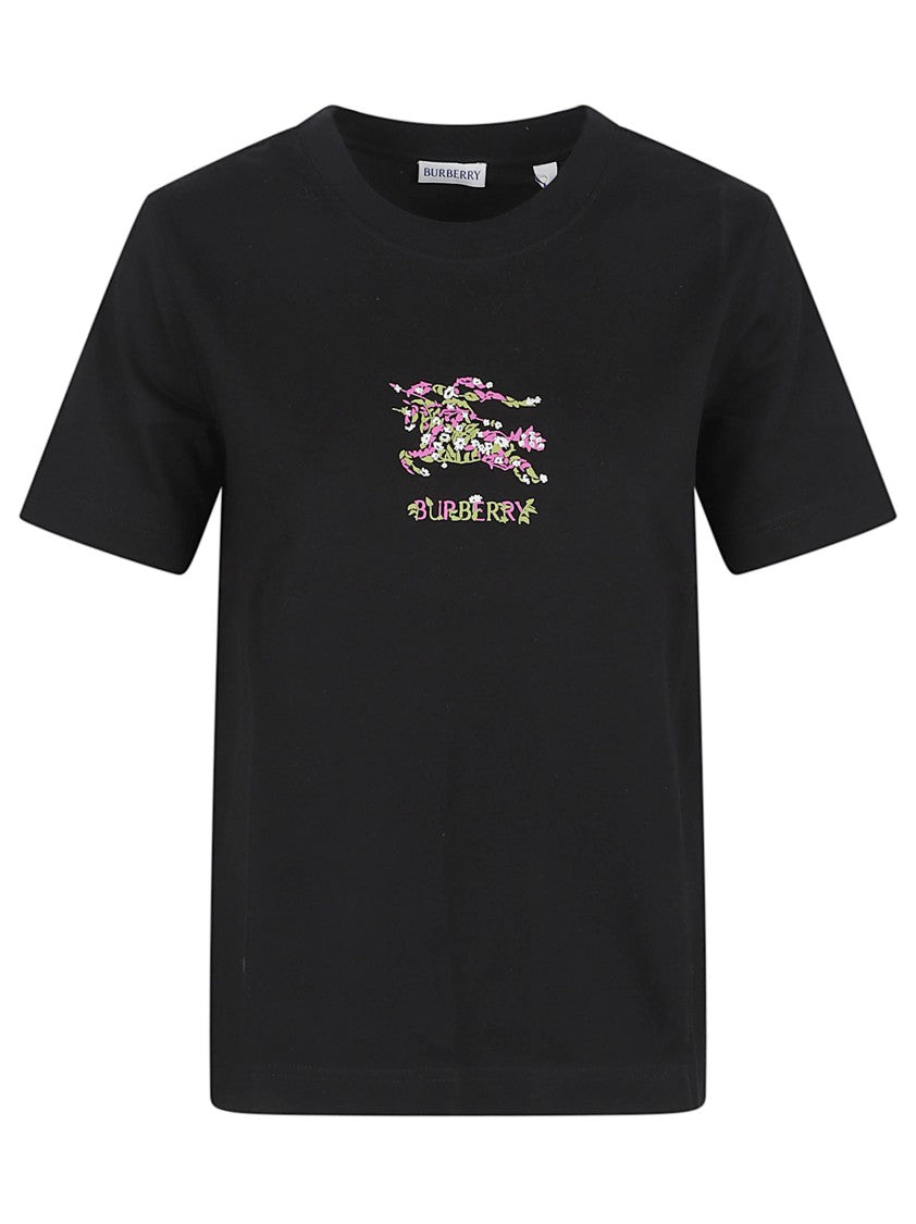 Burberry Floral-Graphic Black T-Shirt With Delicate Accents