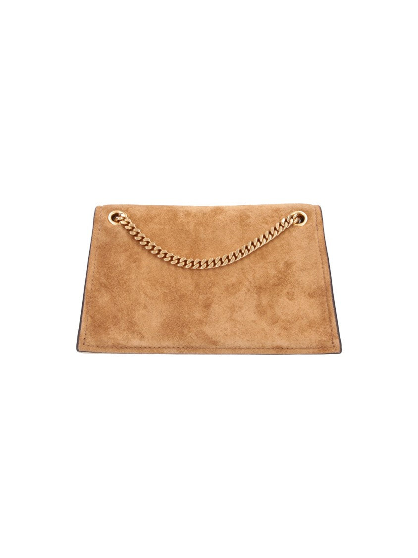 Tory Burch Brown Suede Mini Kira Turnlock Shoulder Bag