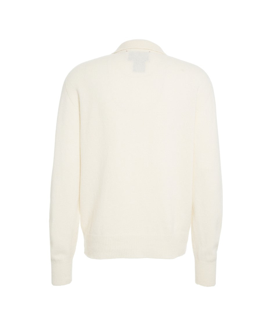 Amaranto Polo Collar Knit Sweater In Luxurious Wool And Cashmere Blend