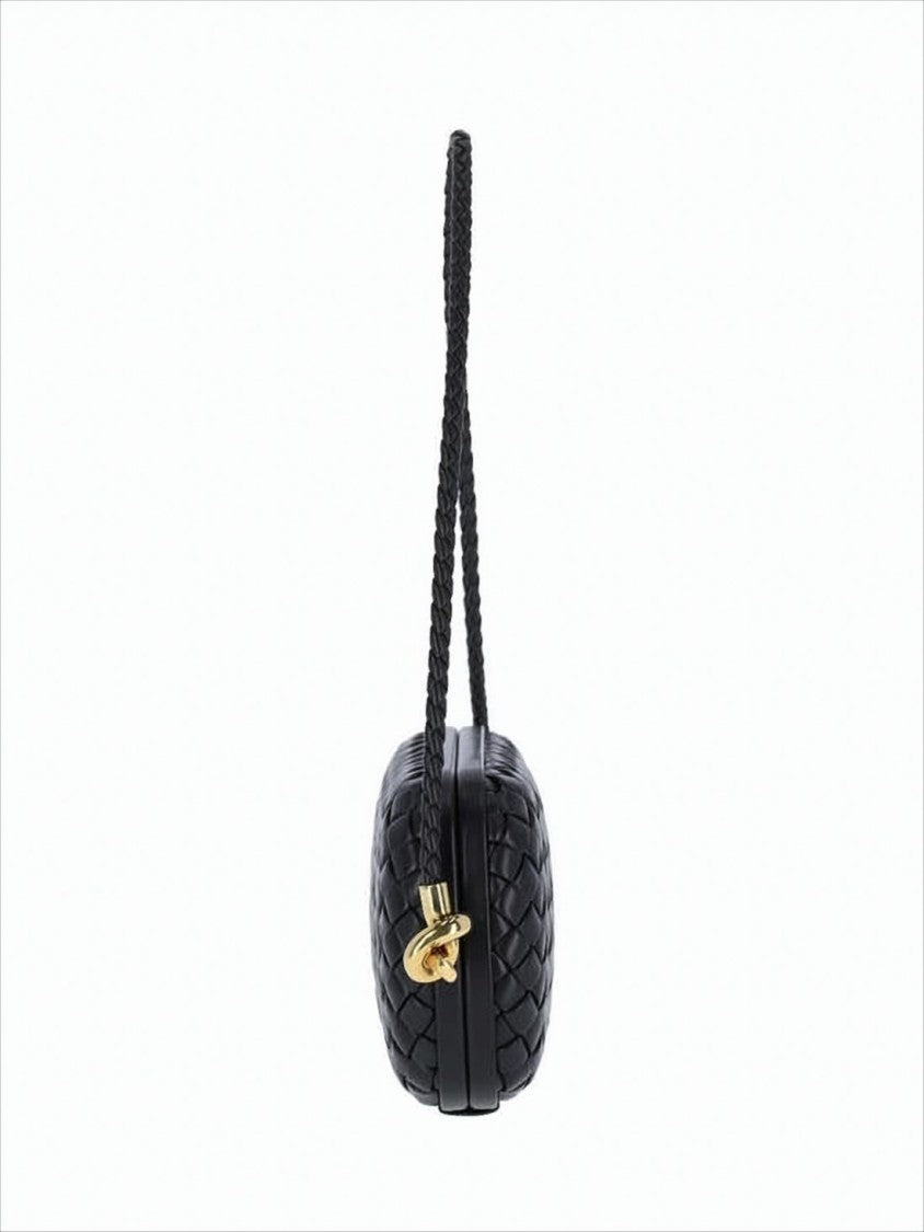 Bottega Veneta Woven Texture Shoulder Bag With Braided Strap And Gold-Tone Hardware