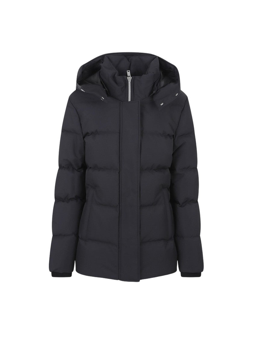 Moose Knuckles Black Puffer Jacket With High Collar