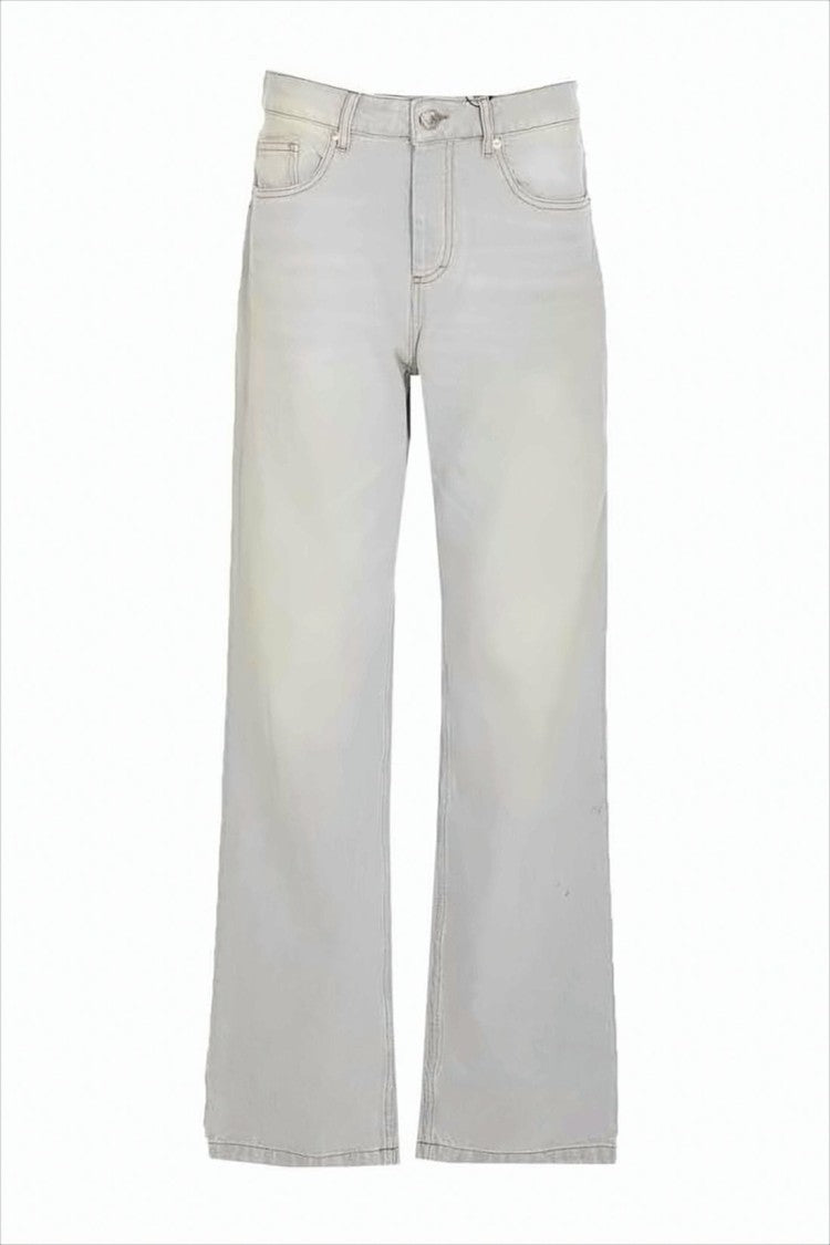 Ami Paris Light Wash Denim Pants With Classic Five-Pocket Design