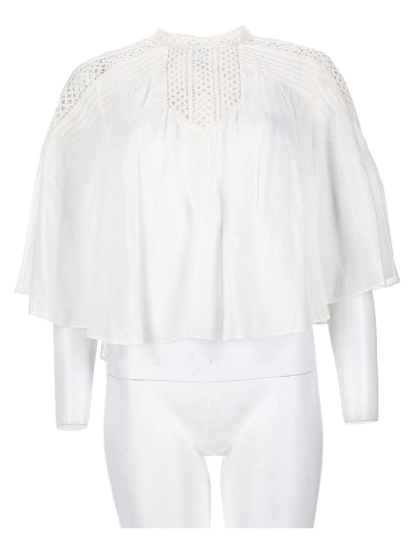 Isabel Marant Étoile Loose-Fitting Flutter Sleeves Lace Viscose-Blend Blouse