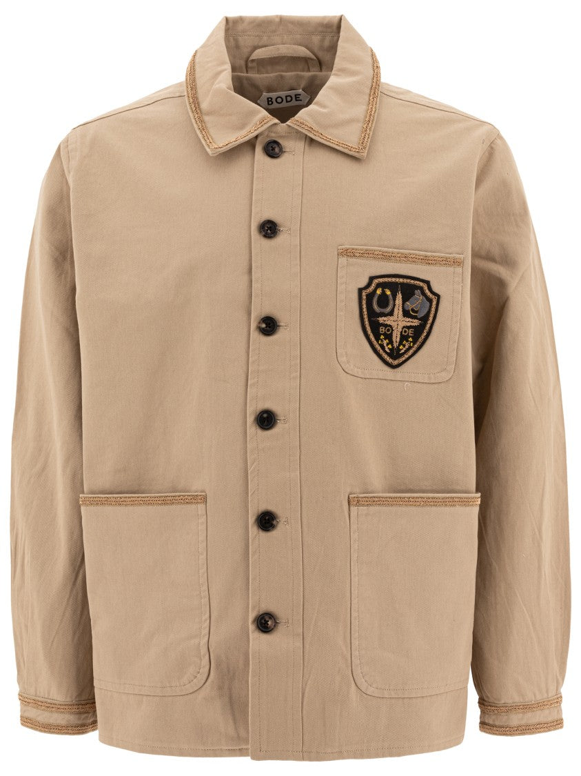 Bode Beige Cotton Jacket With Button-Up Front