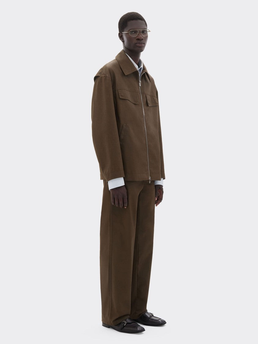 Ferrari Brown Cotton Flap Pocket Bomber Jacket