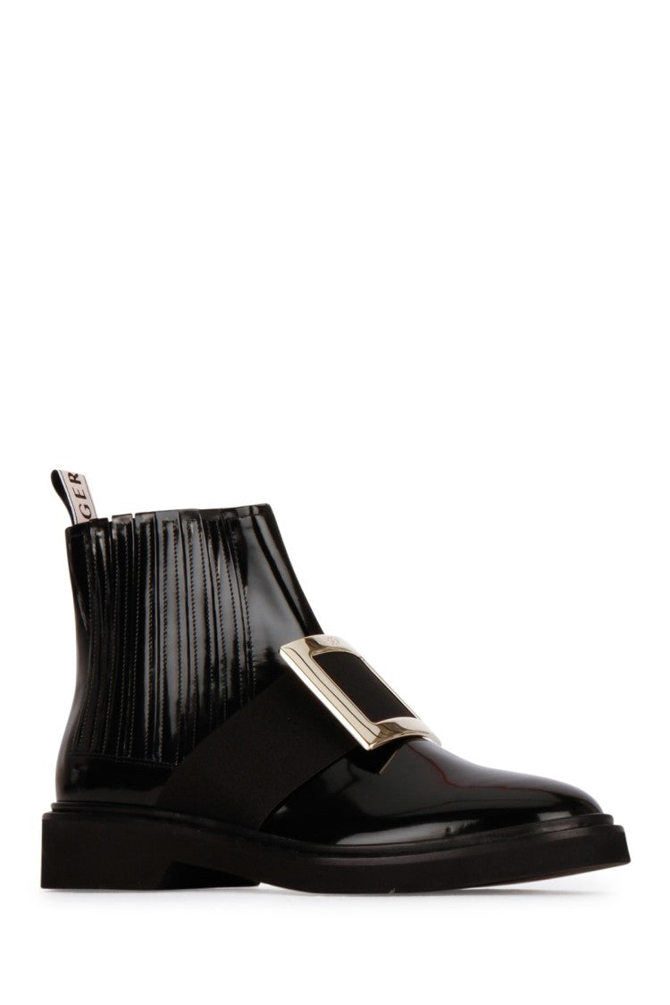 Roger Vivier Pleated Back Black Calfskin Bootie