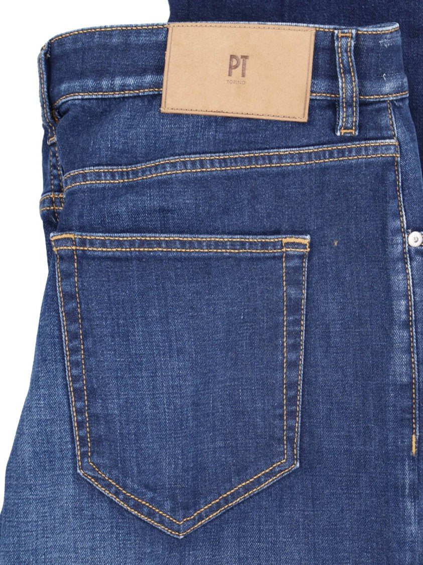 Pt Torino Blue Reggae Cotton Denim Straight-Leg Jeans