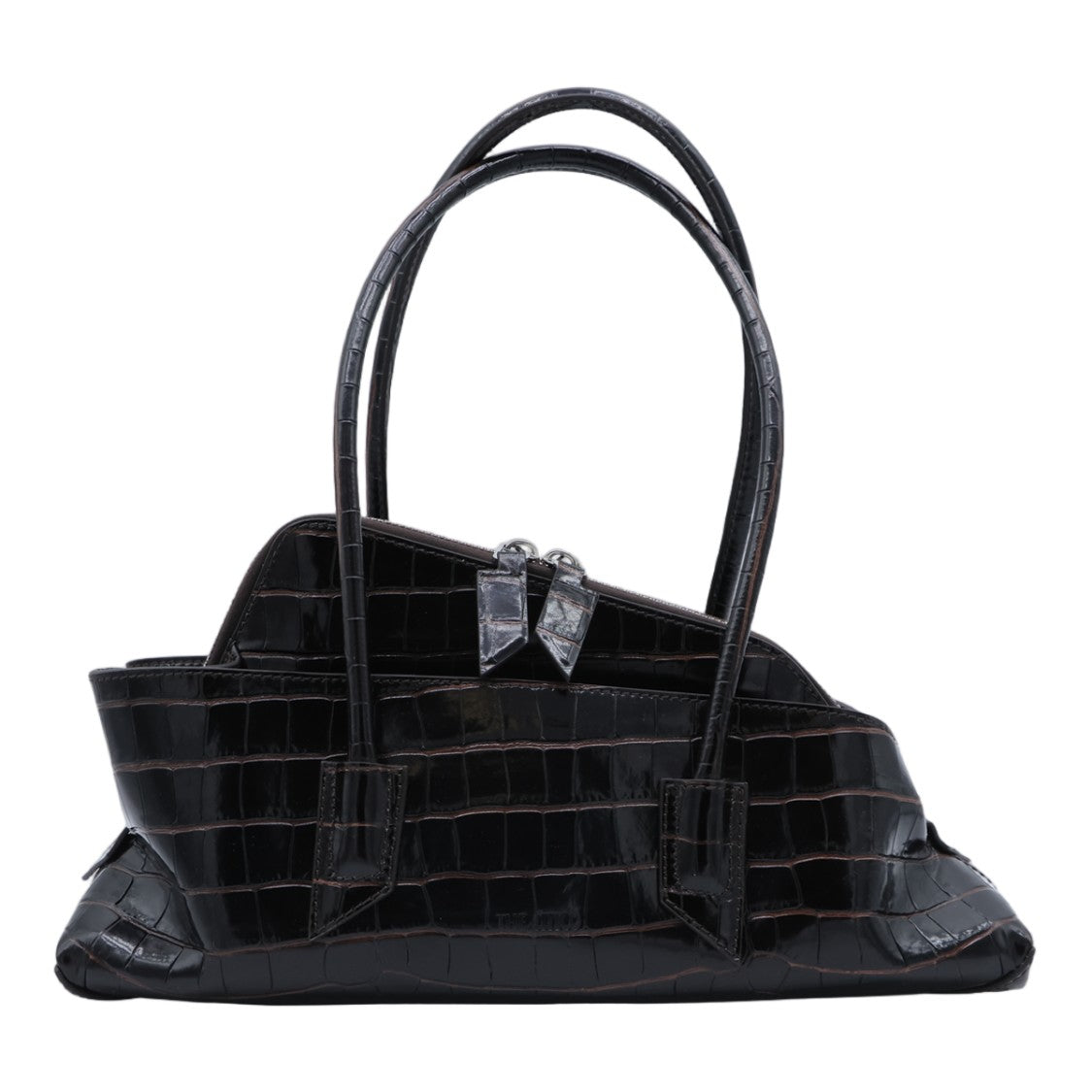 The Attico Crocodile-Embossed Handbag With Zip Closure And Silver Hardware