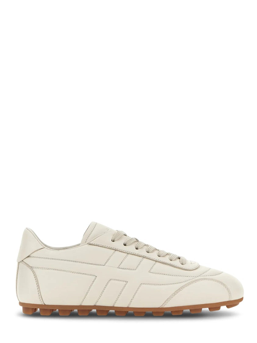 Hogan Minimalist White Leather Sneakers With Textured Grip