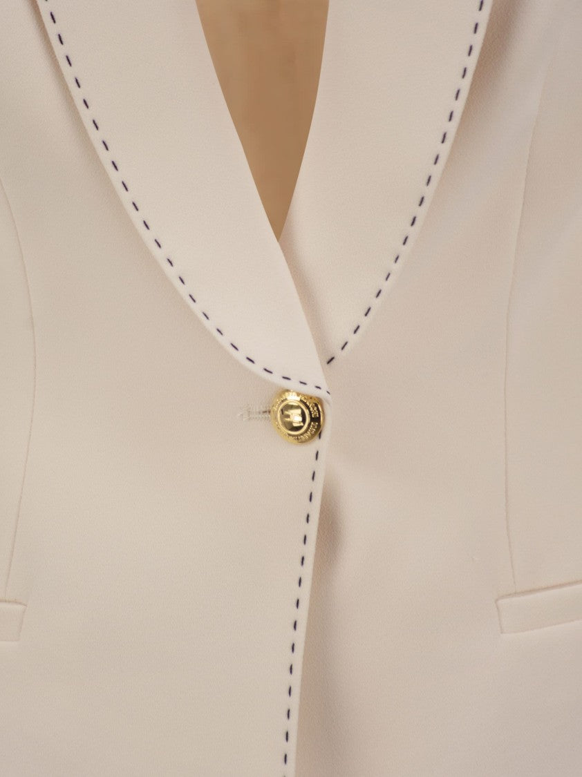 Elisabetta Franchi Crepe Jacket With Contrasting Topstitching