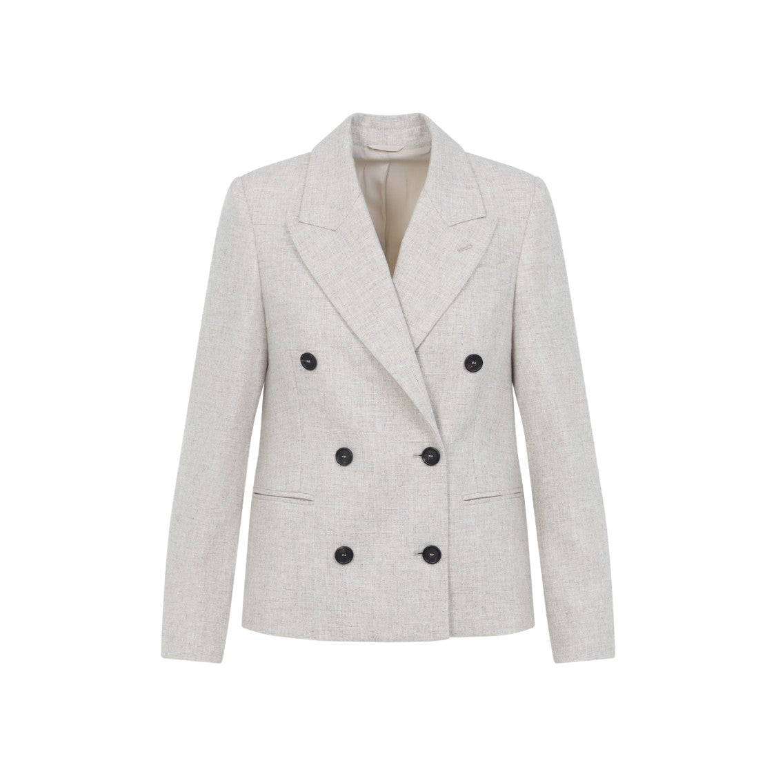 Brunello Cucinelli Double Breasted Beige Virgin Wool Jacket
