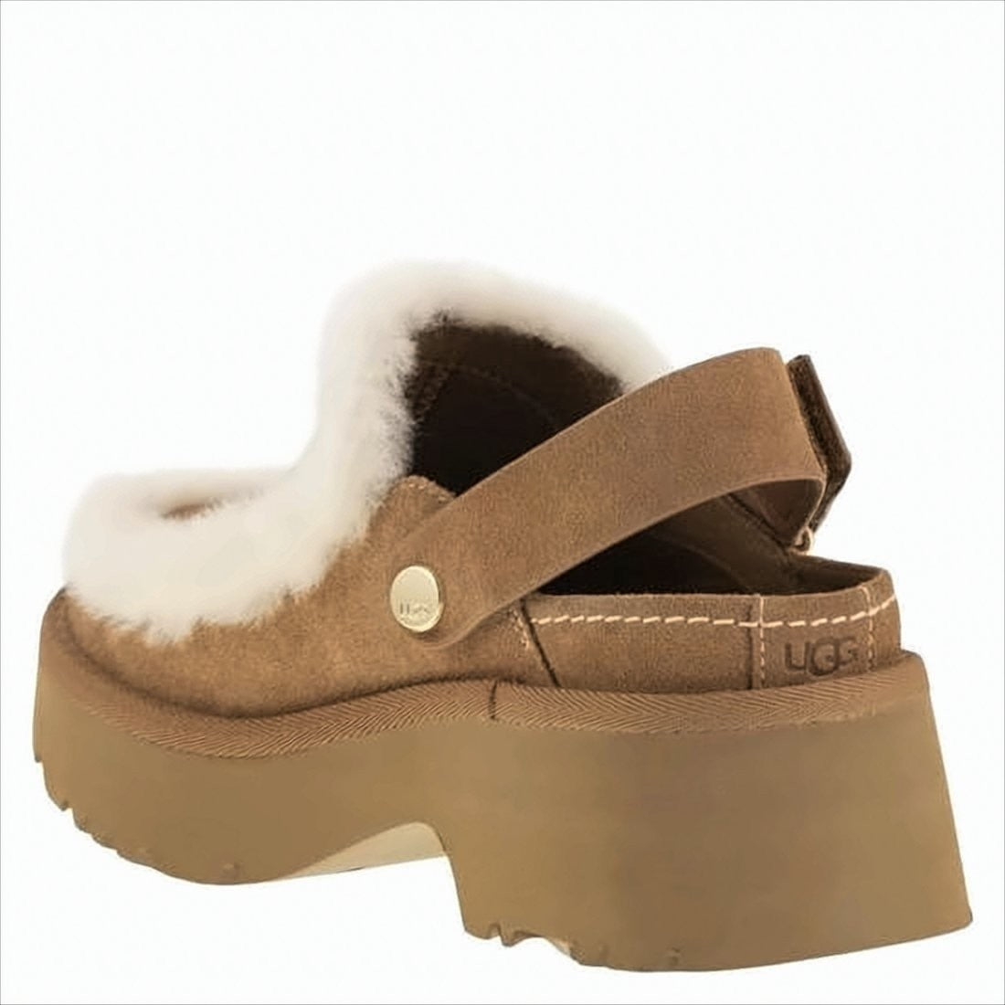 Ugg Suede Mules With Plush Trim And Adjustable Strap